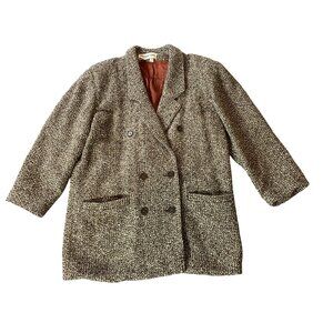 Vintage Peabody House Wool Blend Tweed Double-Breasted Coat Brown/Beige Size 16